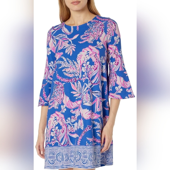 Lilly Pulitzer Large Iris Blue Wild Within Swing Dress - Picture 1 of 6